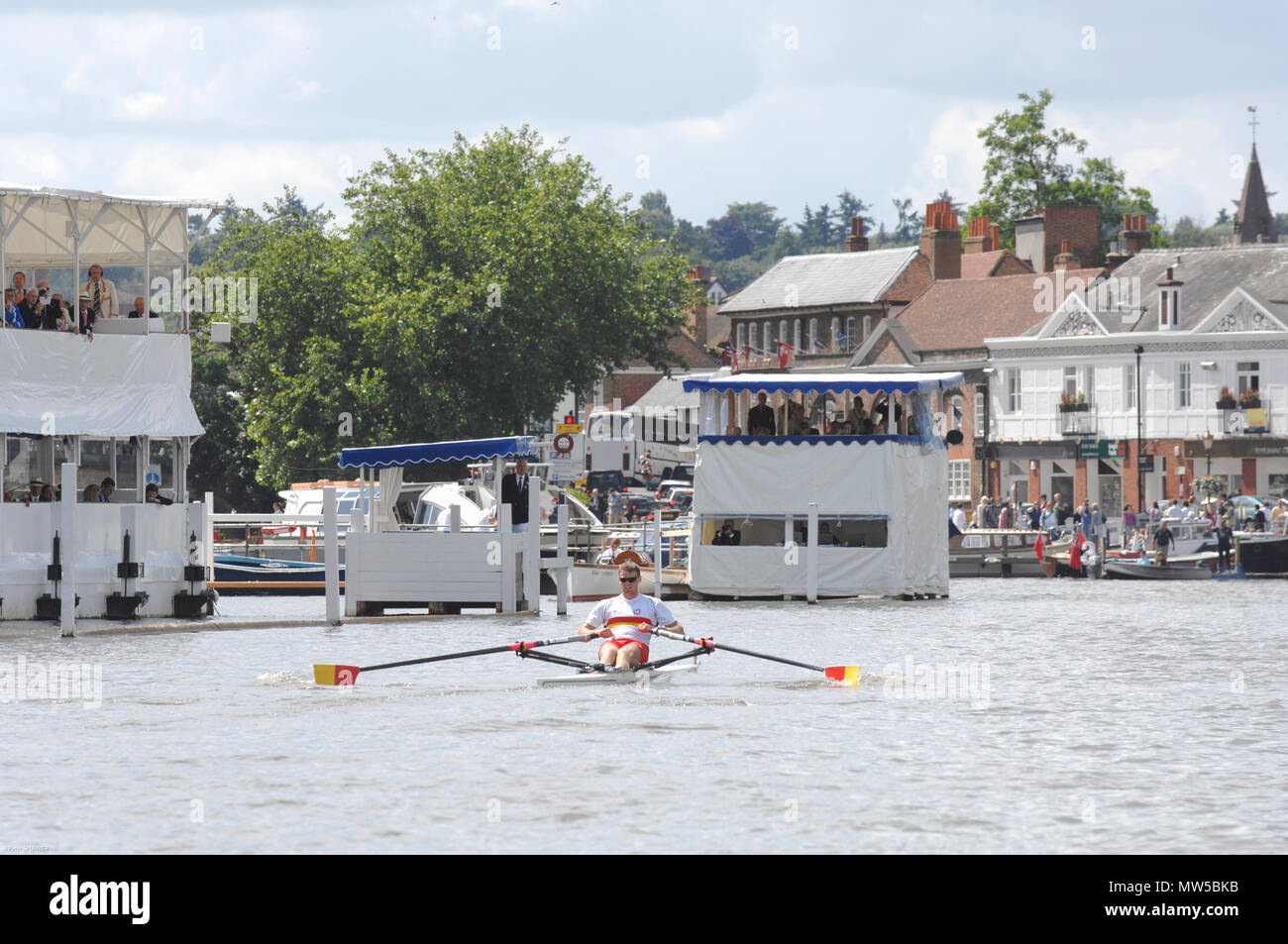 Henley, GRAN BRETAGNA, Sabato 07/07/2007. Henley Royal Regatta, Henley Regatta corso, la sfida di Diamante skiff, GBR M1X, Alan Campbell, gallina Foto Stock