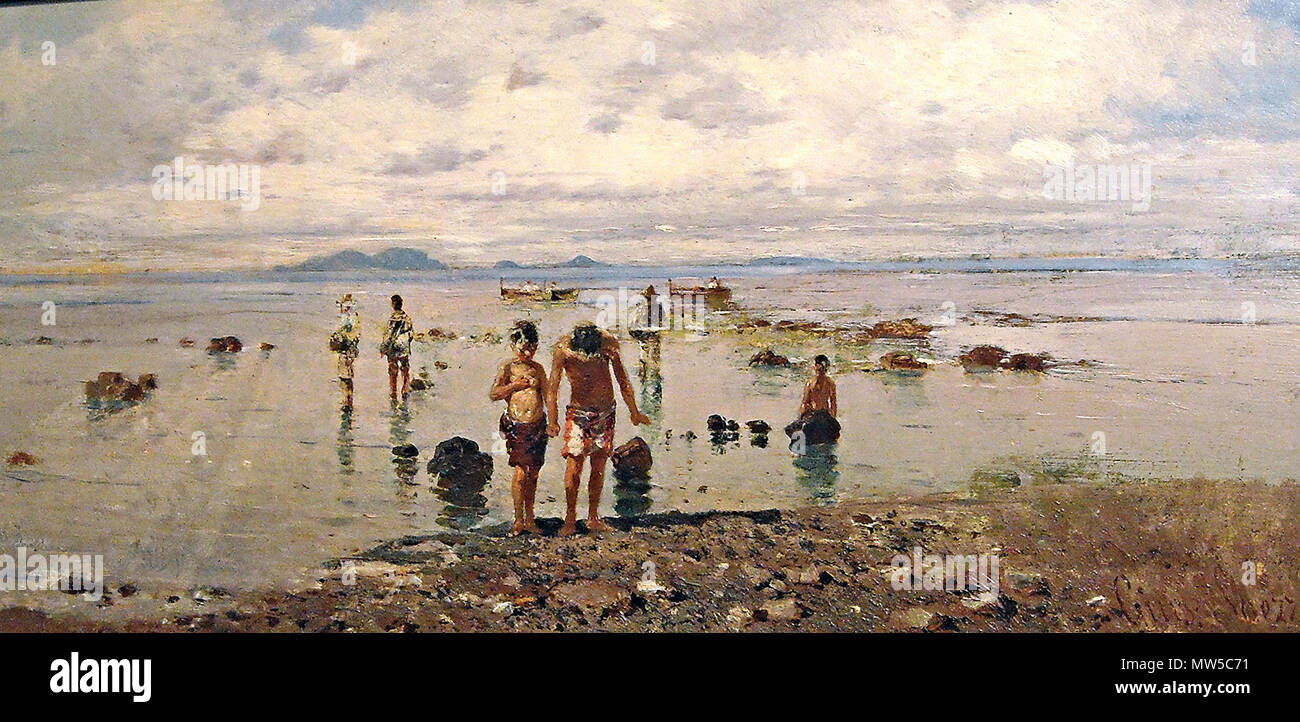 . Inglese: Spiaggia di San Giovanni a Teduccio Napoli (circa 1883) di Giuseppe Laezza (Napoli circa 1835-Napoli 1905) . 23 dicembre 2015, 18:31:39. Giuseppe Laezza 77 Beach a San Giovanni a Teduccio Napoli (circa 1883) di Giuseppe Laezza (Napoli circa 1835-Napoli 1905) Foto Stock