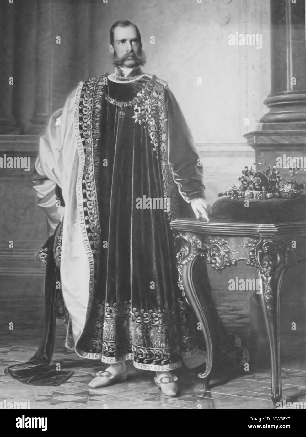 . Inglese: l'Imperatore Franz Joseph nelle vesti della testa e sovrano di Ordine austriaco del vello d'oro, accanto alla corona di San Venceslao. Dipinto da Eduard von Engerth in laxenburg 1861 per la dieta di Boemia Praga, oggi nelle collezioni del Museo Nazionale di Praga. 1861. Eduard von Engerth 218 Franz Joseph di Boemia 1861 Foto Stock . Inglese: l'Imperatore Franz Joseph nelle vesti della testa e sovrano di Ordine austriaco del vello d'oro, accanto alla corona di San Venceslao. Dipinto da Eduard von Engerth in laxenburg 1861 per la dieta di Boemia Praga, oggi nelle collezioni del Museo Nazionale di Praga. 1861. Eduard von Engerth 218 Franz Joseph di Boemia 1861 Foto Stock