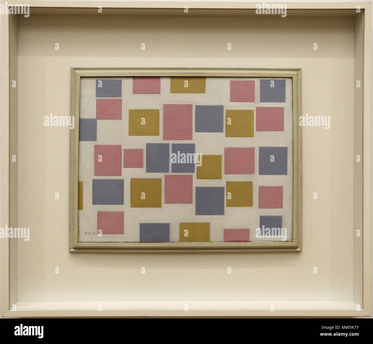 . Nederlands: Compositie n. 3 incontrato kleurvakjes . Inglese: dipinti di Piet Mondriaan nel Gemeentemuseum Den Haag, o visto c durante il periodo di esposizioni nel 2017 . 14 Marzo 2017 13:14:12. Sailko 483 Piet Mondrian, composizione n. 3 con colori piatti, 1917 Foto Stock