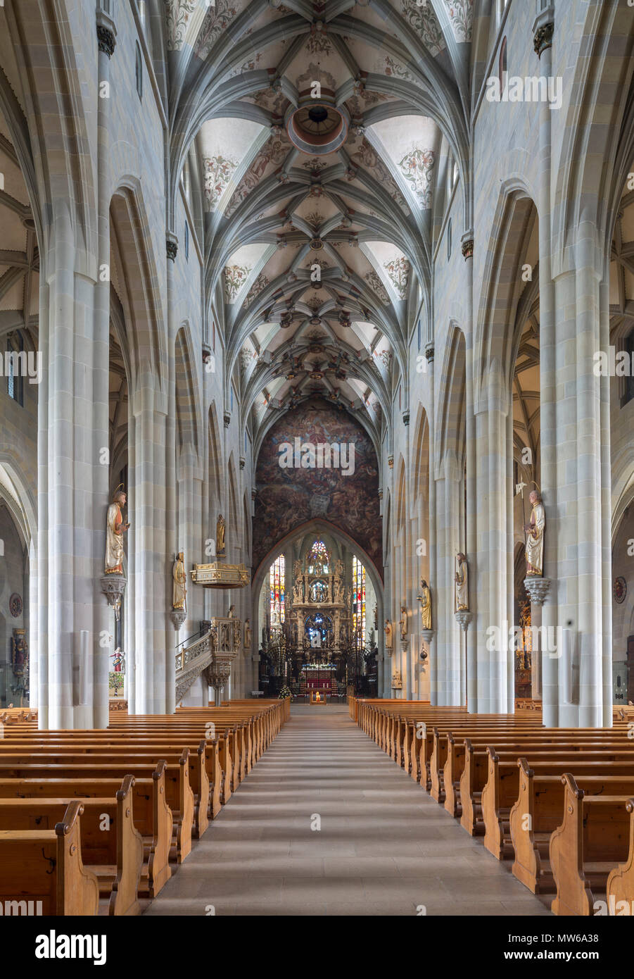 Überlingen, Stadtpfarrkirche San Nicolò, Blick nach Osten Foto Stock