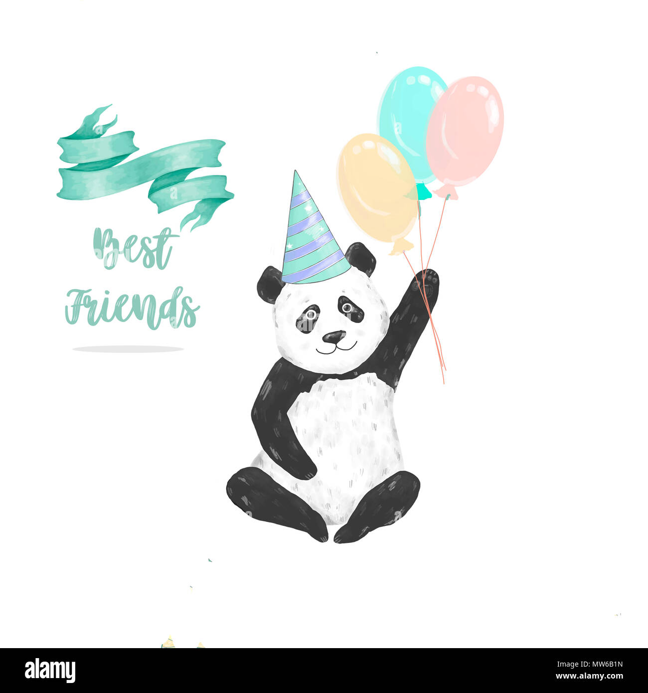 Panda Clip Art Animali Disegno Per Celebrazione Biglietto Di Auguri Di Compleanno Insieme Di Panda E Il Telaio Su Bianco Bakcground Foto Stock Alamy