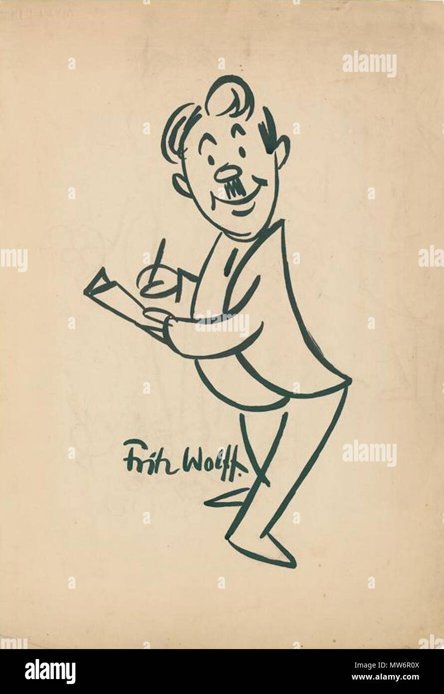 . Deutsch: Fritz Wolff (caricaturista): Selbstbildnis, Tuschpinselzeichnung. Signiert. 45,9:32,2 cm . Data sconosciuta. Fritz Wolff (caricaturista) (1876-1940) 229 Fritz Wolff - Selbstbildnis Foto Stock