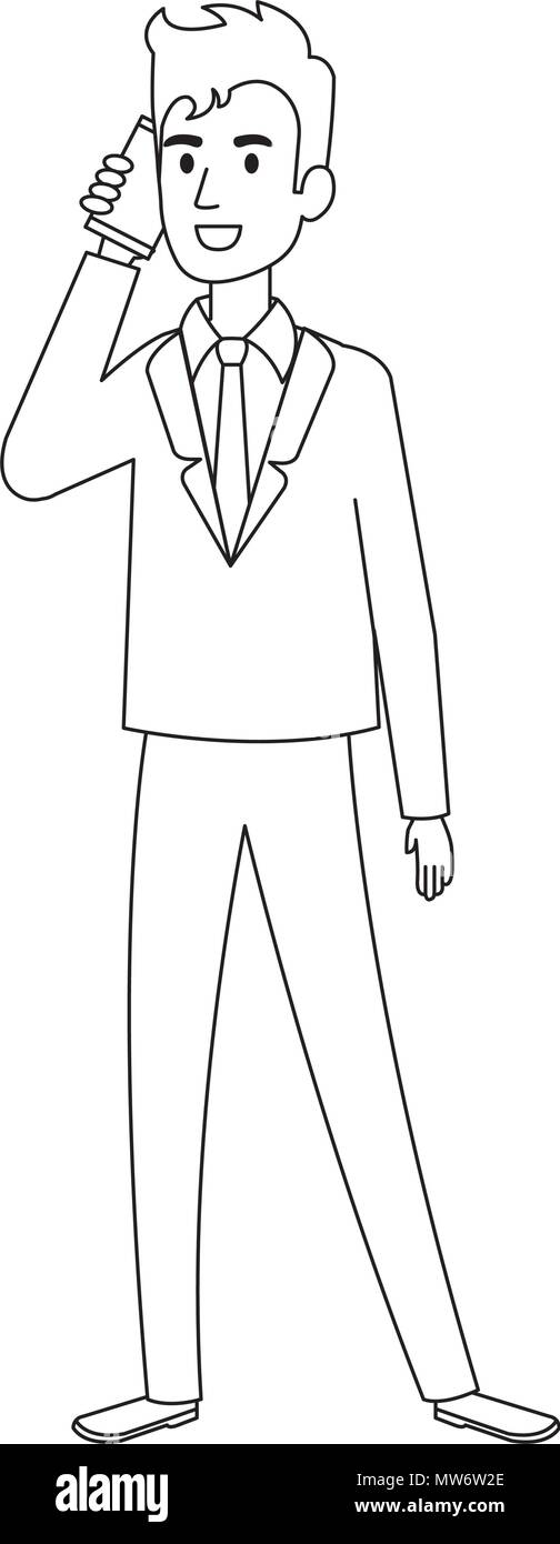 Imprenditore chiamando con lo smartphone avatar icona carattere Illustrazione Vettoriale Imprenditore chiamando con lo smartphone avatar icona carattere Illustrazione Vettoriale