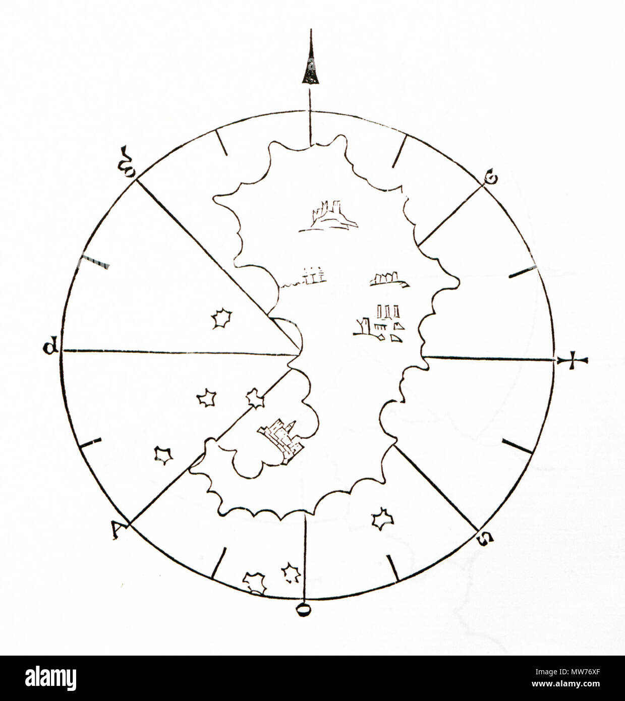 . Inglese: Bartolommeo Dalli Sonneti. Nisson Periplous / Isolario, Venezia 1485 . 1485. Bartolommeo Dalli Sonetti 1 (Micone) - Sonetti Bartolommeo Dalli - 1485 Foto Stock