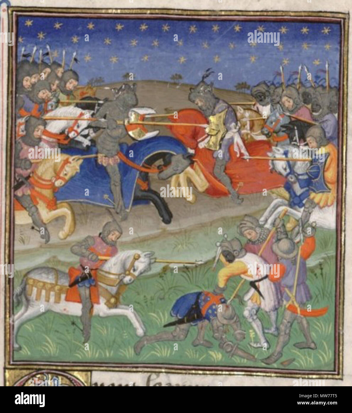 . Français : Bataille entre Alphonse XI et Maometto IV (1330) . Xv secolo. 5 sconosciuto xv secolo rappresentazione della battaglia di Teba 1330 Foto Stock