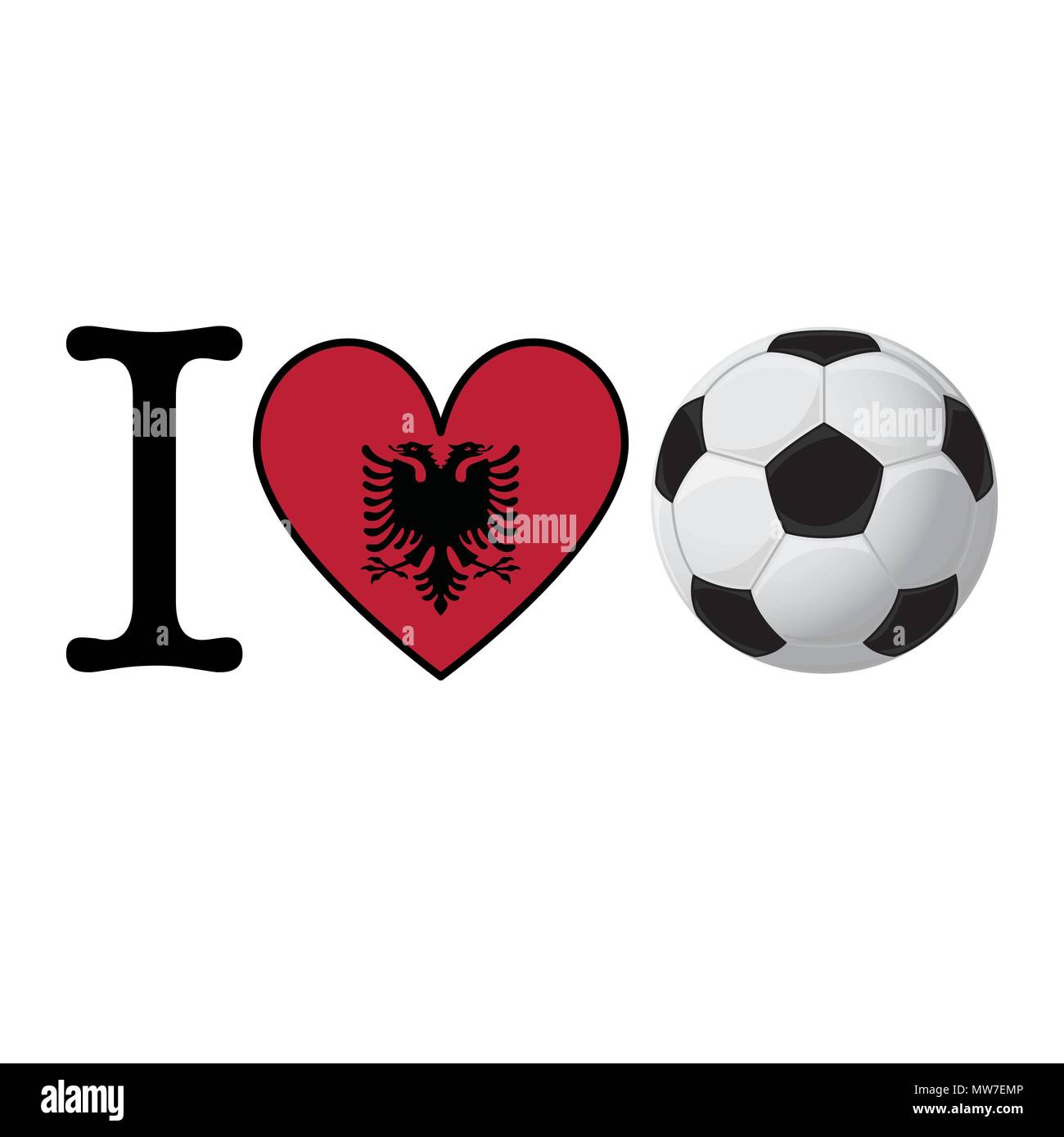 Ho cuore Soccer banner con Albania bandiera. Amano il calcio concept Illustrazione Vettoriale