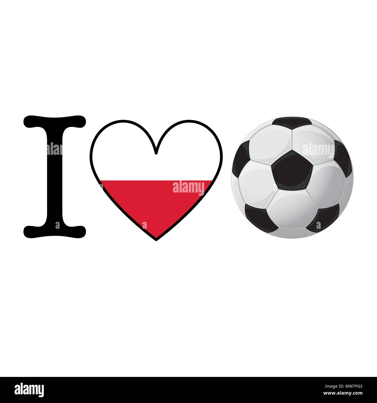 Ho cuore Soccer banner con bandiera della Polonia. Amano il calcio concept Illustrazione Vettoriale