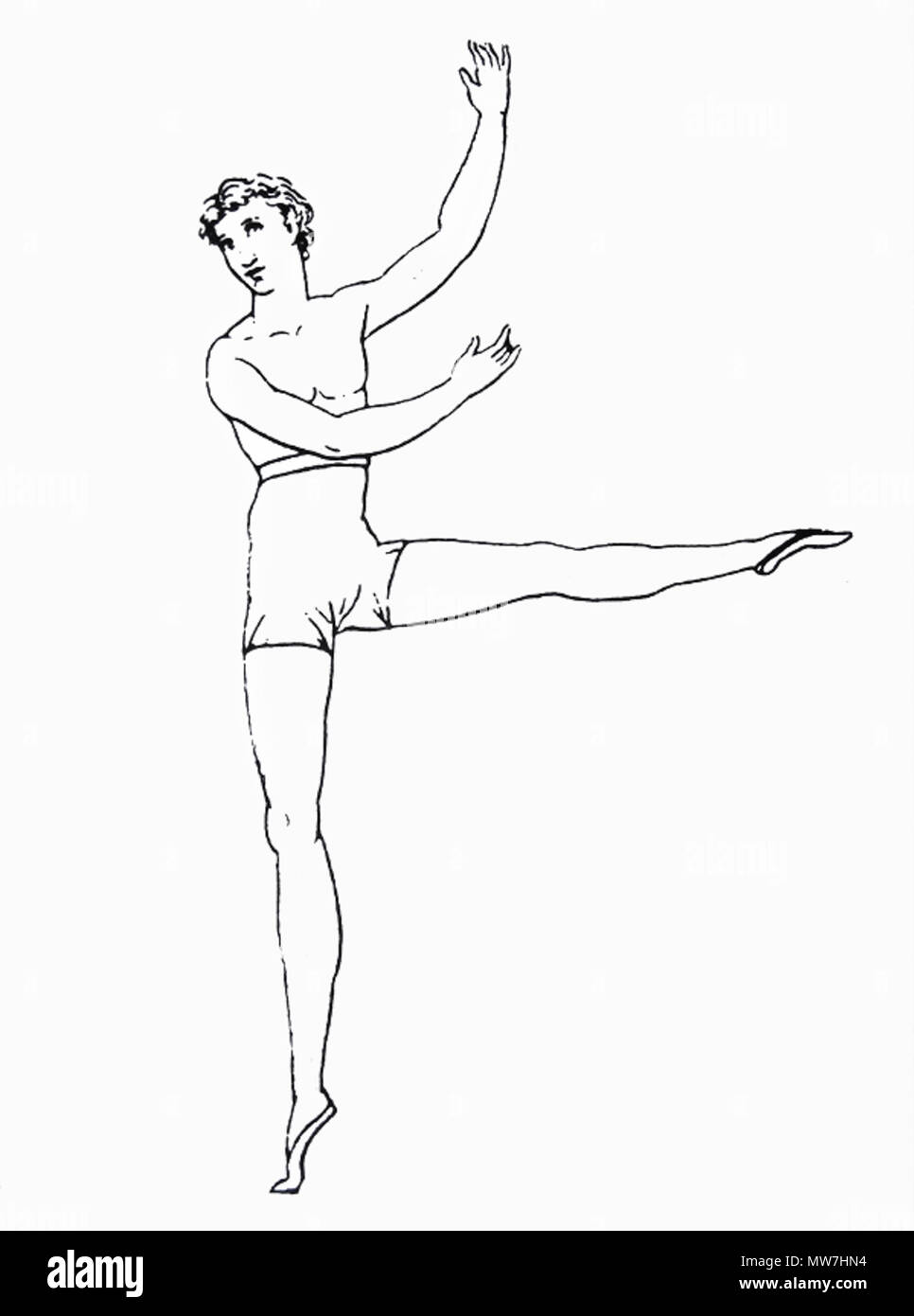 . Inglese: Arabesque - Carlo Blasis - Fig. 3 pl. XII - Traité élémentaire, théorique et pratique de l'Art de la Danse, 1820 . Il 6 maggio 2012. Io sono l'autore della foto. 54 Arabesque Blasis 2 Foto Stock