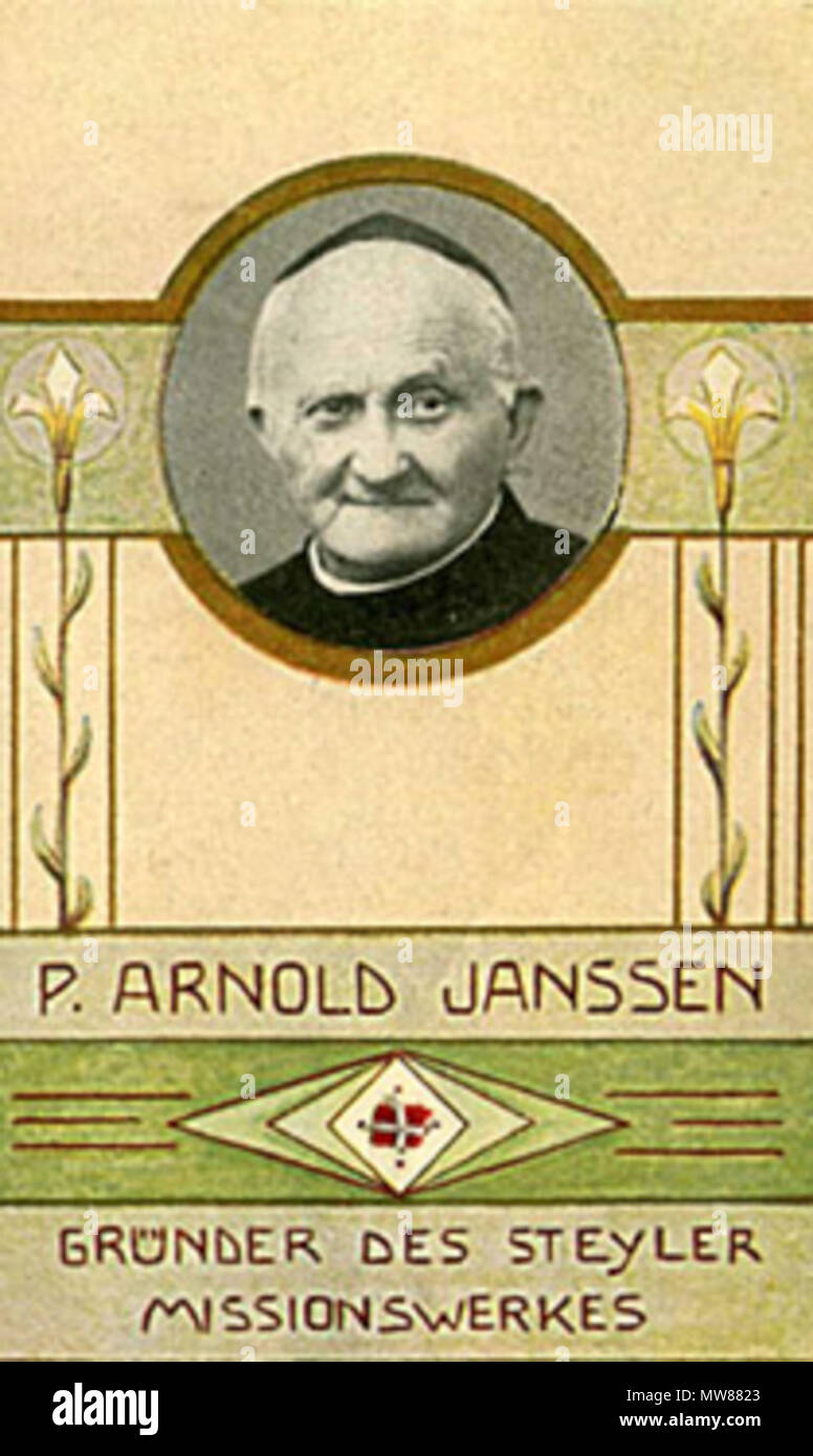 . Deutsch: Gedenkbild hl. Arnold Janssen († 1909) mit Berührungsreliquie, 1938, 7 x 11 cm . 1938 foto prima di 1909. Unknown 66 B04 Foto Stock
