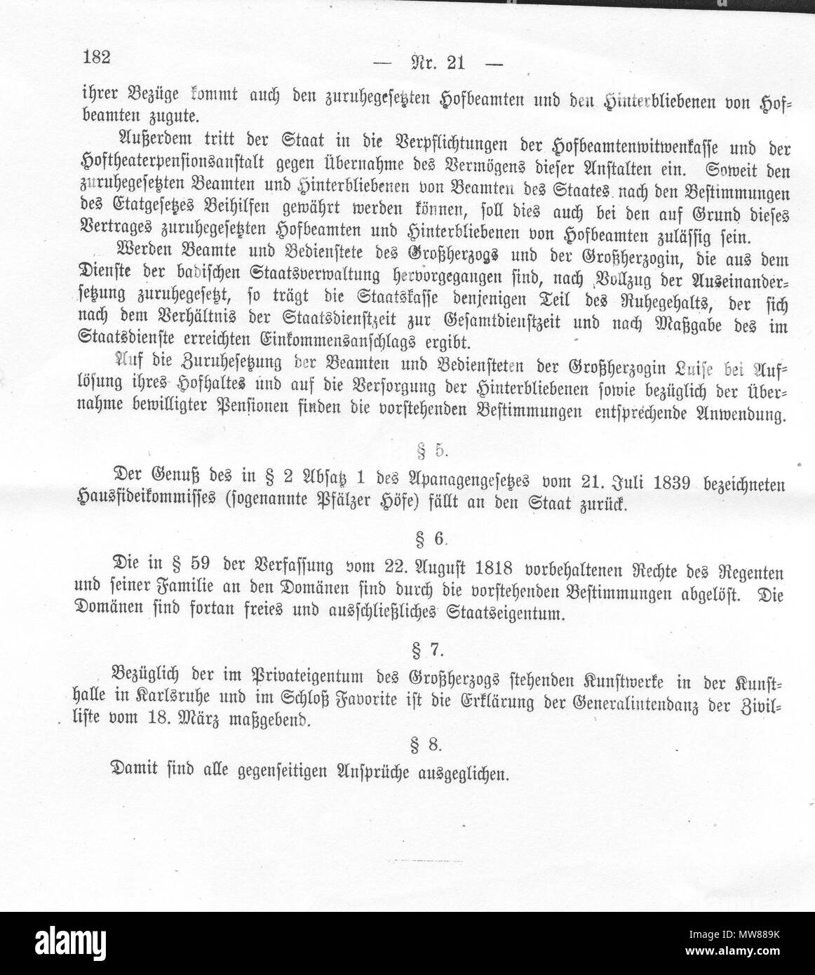 67 Baden gesetz domaenen 4 Foto Stock