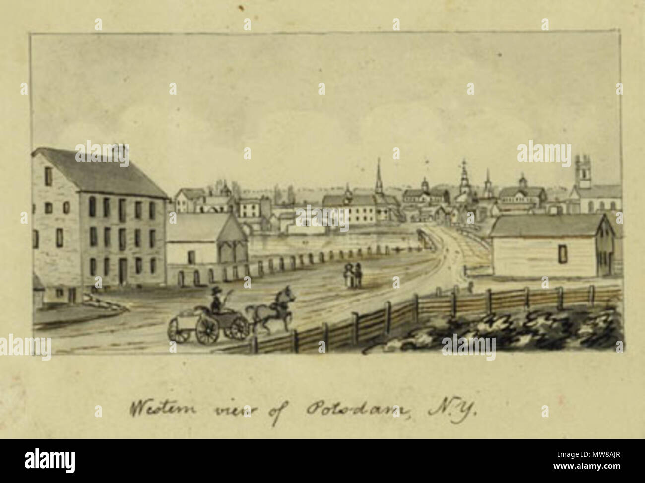 . Vista occidentale di Potsdam, New York (circa 1856-1860) . tra circa 1856 e circa 1860. John Warner Barbiere 72 BarberJohnWarnerPotsdam Foto Stock