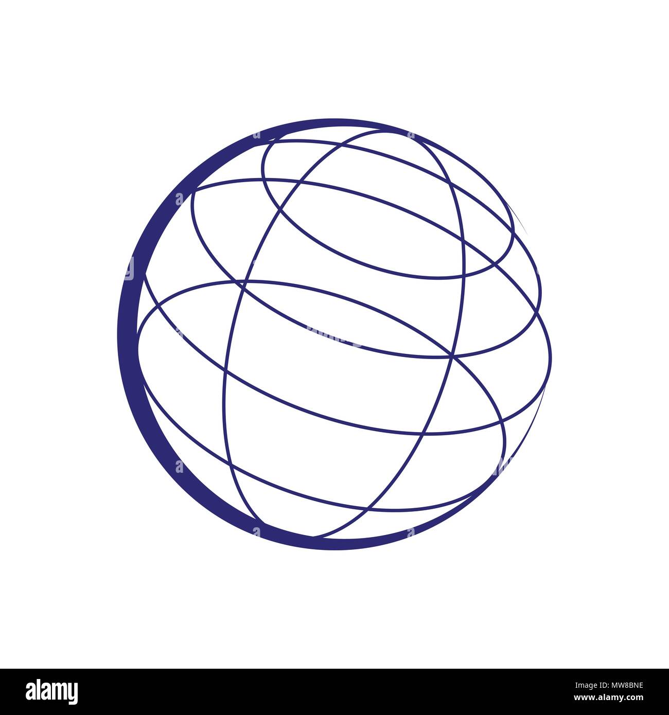 Sfera Globe linee immaginarie simbolo Vector Graphic Logo Design Illustrazione Vettoriale