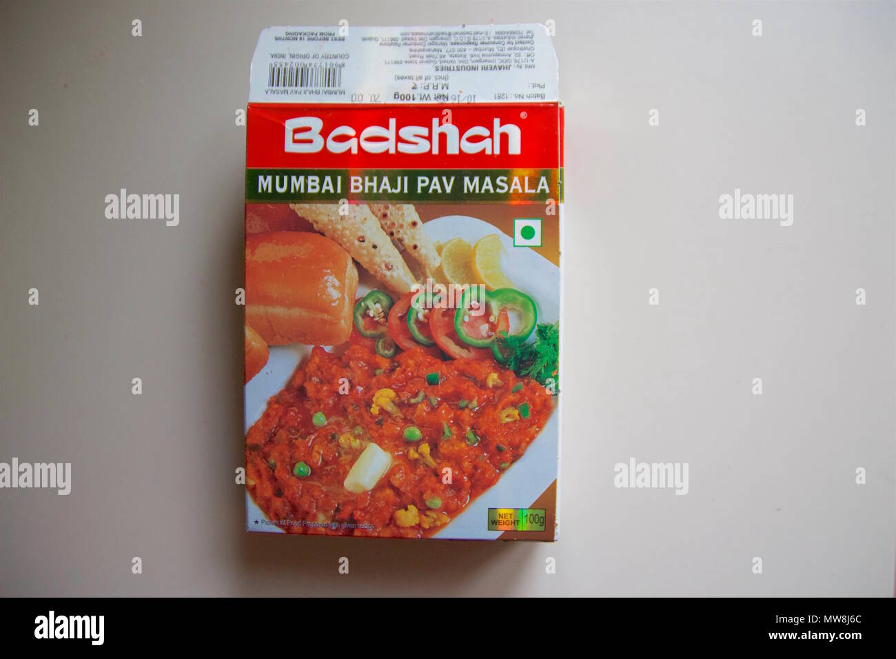 Badshah Mumbai Pav Bhaji Masala è una miscela di spezie usate per rendere il Mumbai street food Pau Bhaji o Pav Bhaji Foto Stock