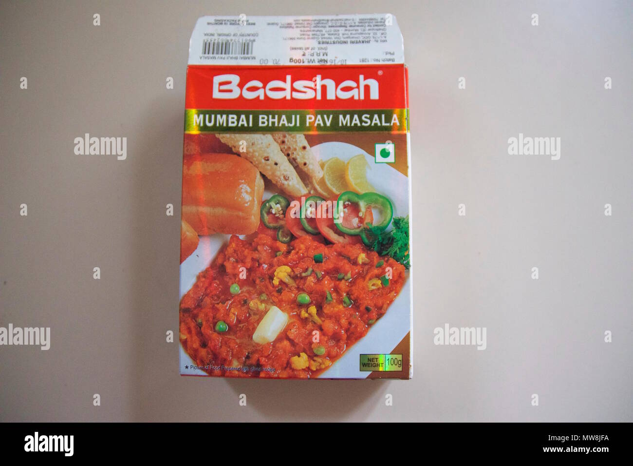 Badshah Mumbai Pav Bhaji Masala è una miscela di spezie usate per rendere il Mumbai street food Pau Bhaji o Pav Bhaji Foto Stock