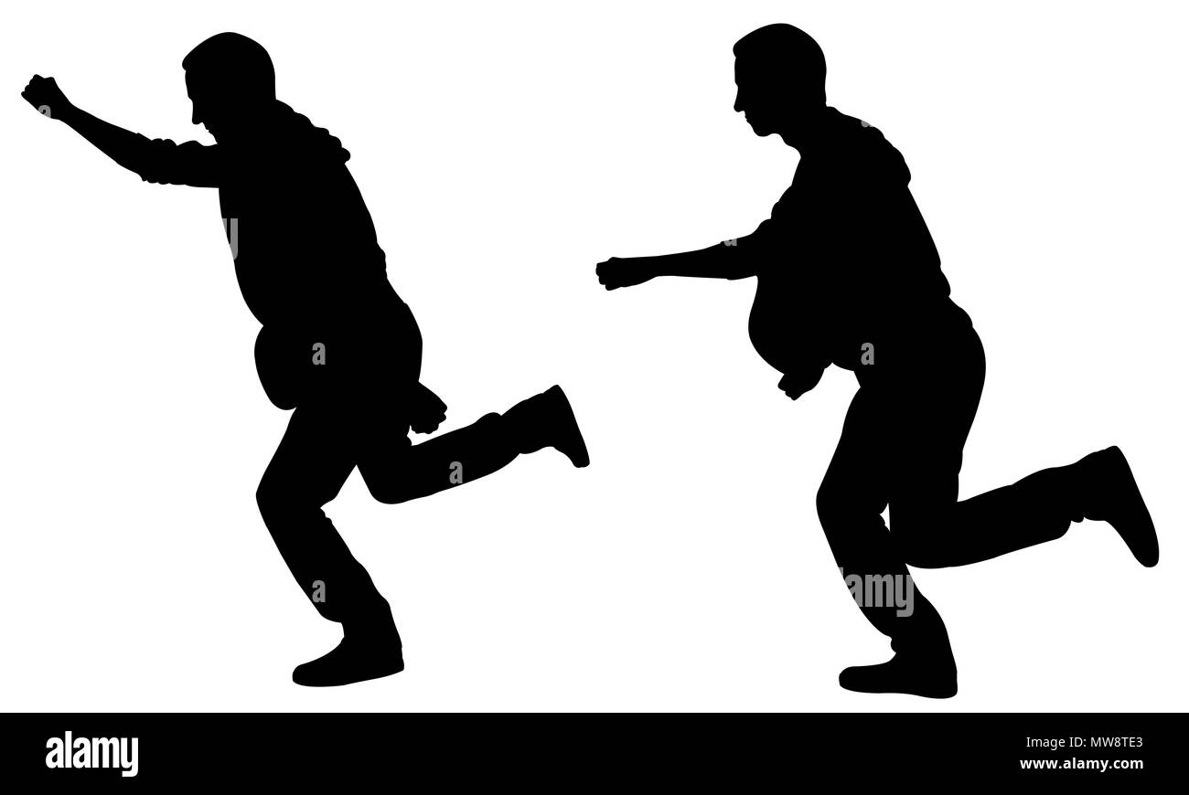 Sagome di persone isolate in esecuzione su bianco Foto Stock