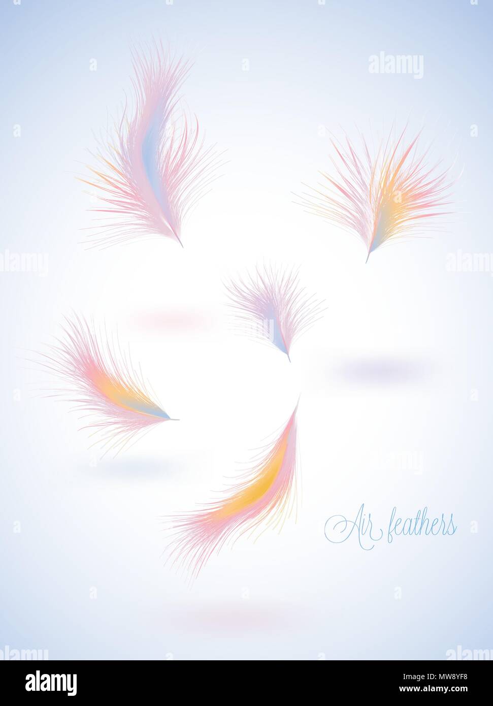 Set di vettore di colori caldi piume soffici Illustrazione Vettoriale