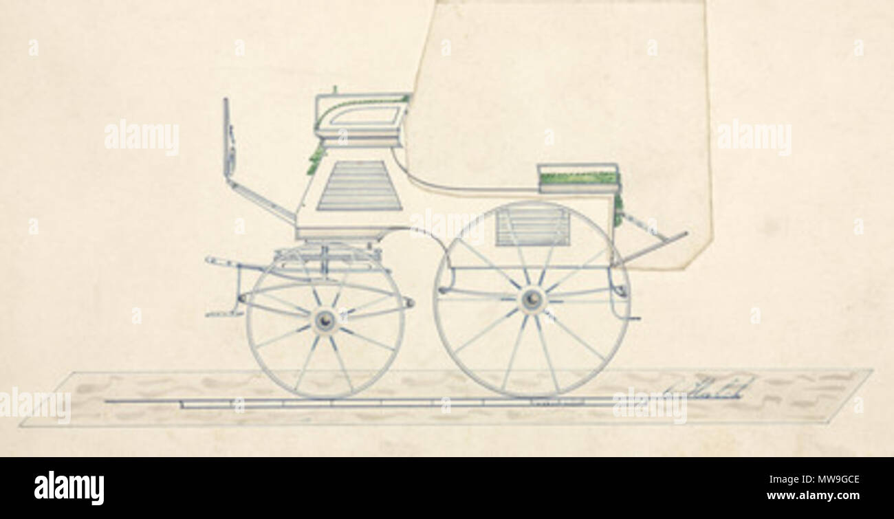 . Disegno, uno dei dieci penna e inchiostro design per carrelli fabbricato da F Stocken, pullman e harnes maker, Londra. Xix secolo. Unattributed 115 Carrello, a metà del XIX secolo (6) Foto Stock
