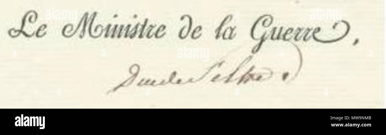 . Français : Firma de Henri Jacques Guillaume Clarke, ministre de la guerre (1808) . 21 mai 1813, Parigi 132 firma Clarke, ministre de la guerre (1813) Foto Stock