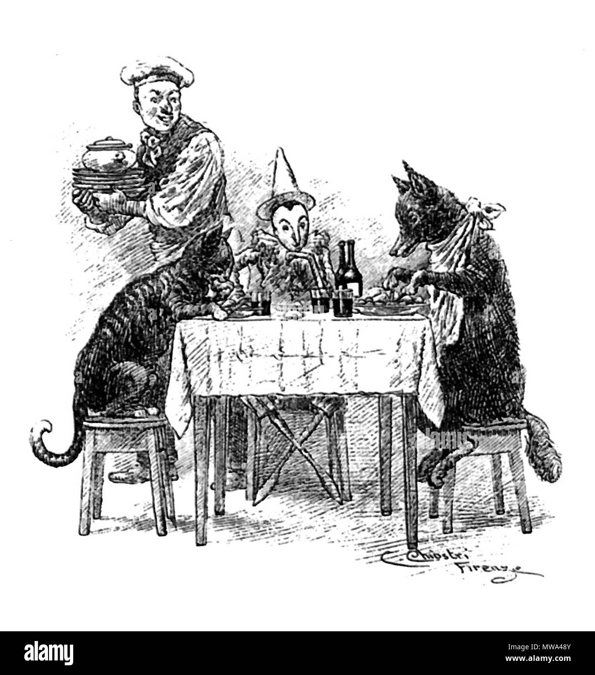 . Riproduzione di un'illustrazione di Carlo chiostri del Pinocchio di Collodi (1901) . Il 17 marzo 2008. clop 127 Chiostri Foto Stock