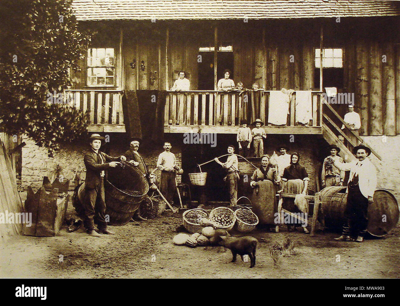 . Retrato da família Boff em sua residência. 1904. Domingos Mancuso 138 Colonos-caxienses Foto Stock