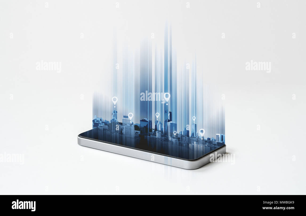 Telefono cellulare il GPS del sistema di posizionamento globale della tecnologia di navigazione Foto Stock