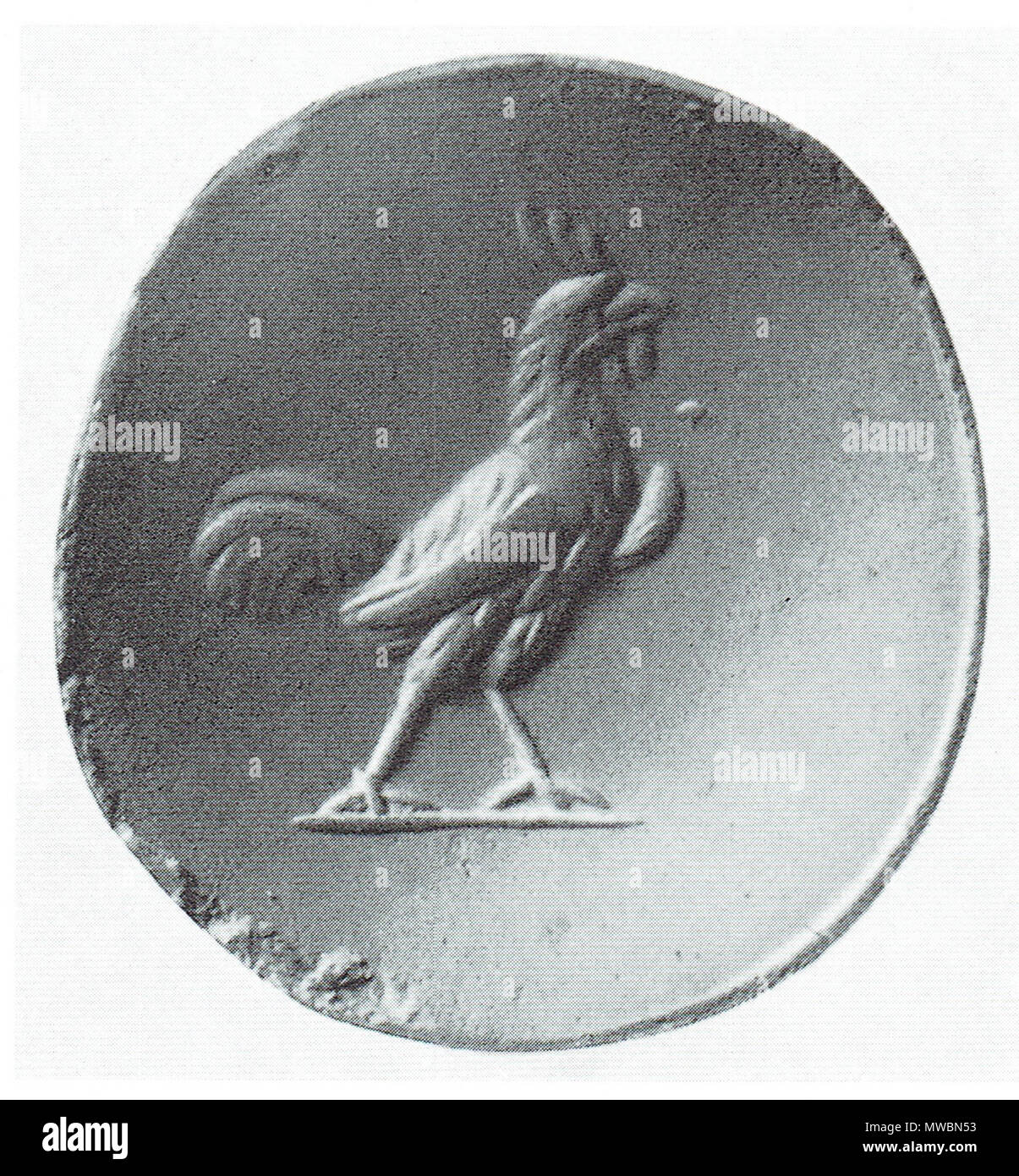 . Inglese: Greco-Persian guarnizione gemma raffigurante un gallo. Fine del IV secolo A.C. Sconosciuto 253 guarnizioni greca 6 Foto Stock