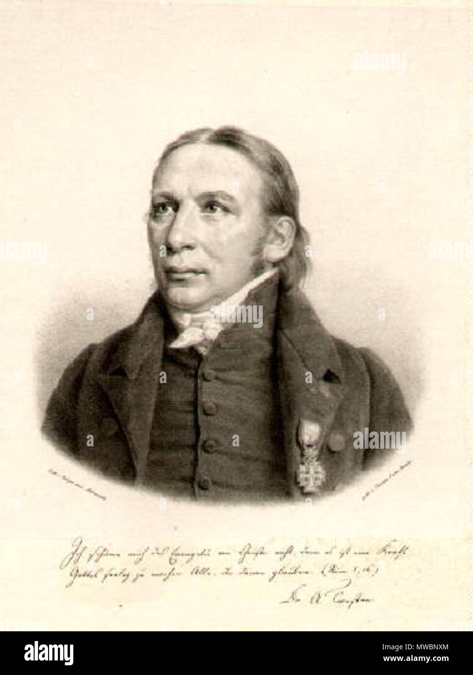 . W:DE:Agosto Detlev Twesten cristiana; Lithographie von F.C.Gröger und H.Aldenrath bei Charles Fuchs. Um 1832-1835. 21,5 x 20,5 cm. Vignau-Wilberg L 61. circa 1832. w:DE:Friedrich Carl Gröger e w:DE:Heinrich Jacob Aldenrath 254 Groger Twesten Foto Stock