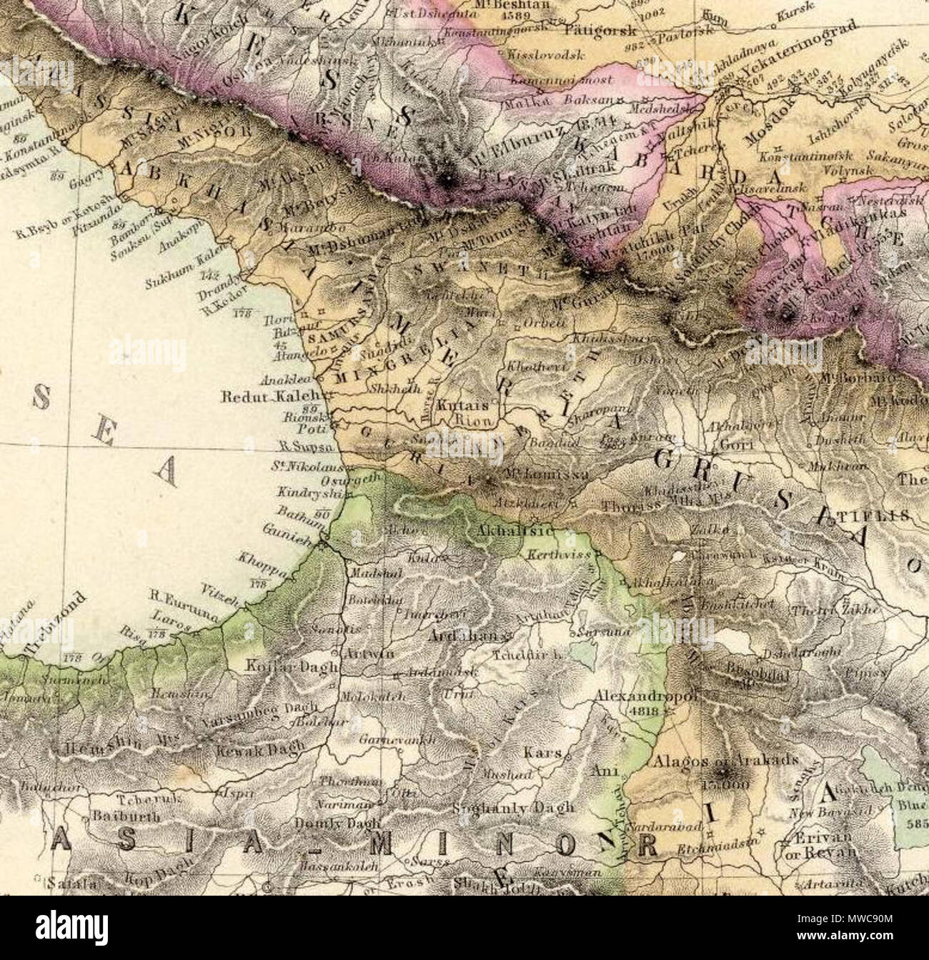 . Inglese: (Caucausus & Crimea con le porzioni del nord del nero e del Mar Caspio, Mari IX. (A) Crimea secondo Huot & Demidoff. Disegnato e inciso da J. Bartolomeo, Edimburgo. (A) Il Caucaso secondo Profr. Il dottor Karl Koch, con aggiunte di altre fonti da Augusto Petermann, F.R.G.S. Incisi da G.H. Swanston. A. Fullarton & Co. Londra, Edimburgo e Dublino. 1872. Fullarton, A. & Co 231 Fullarton, A. &AMP; Co. Caucausus &AMP; la Crimea. 1872 (D) Foto Stock