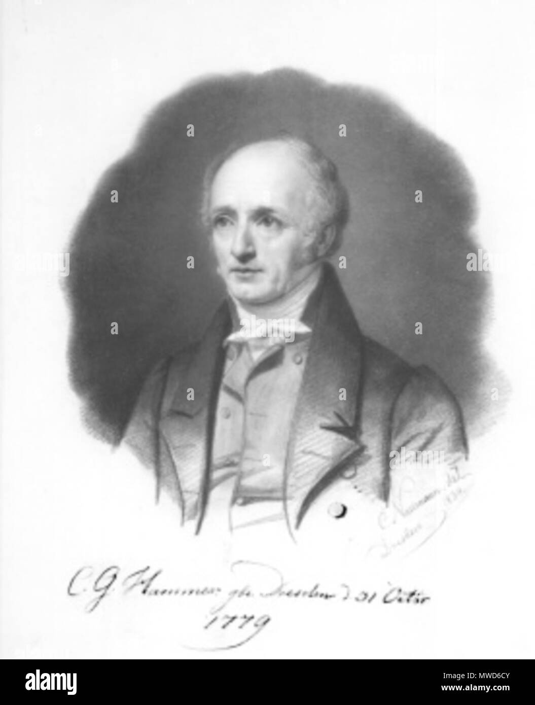 . Bildnis CG Martello Deutsch: Portraitzeichnung des Christian Gottlob martello inglese: Ritratto di Christian Gottlob martello . 1834 264 Martello CG (D01)miniatura Foto Stock