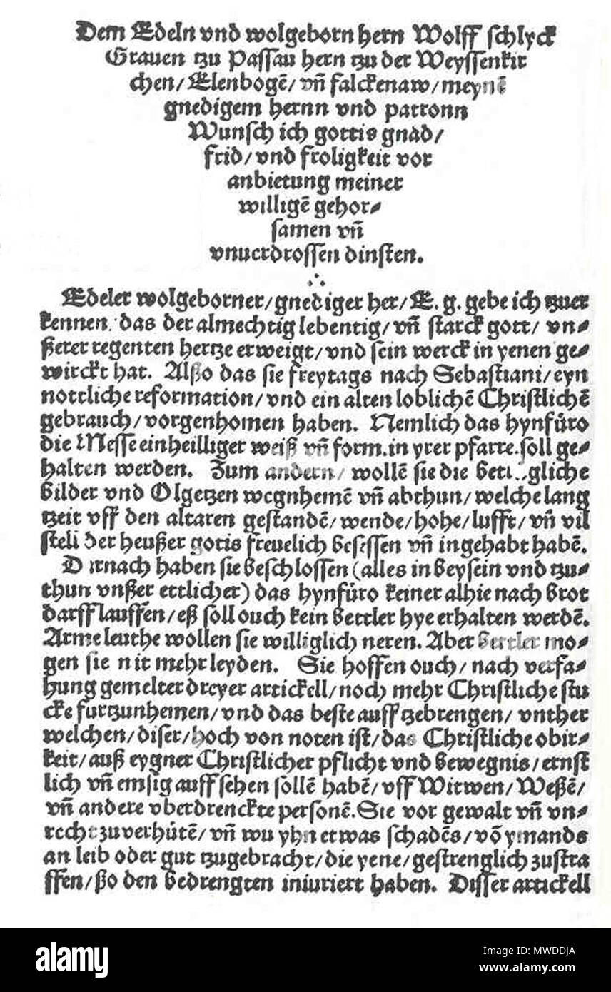 . Deutsch: Andreas Bodenstein von Karlstadt: Von Abtuhung der Bylder, vnd das keyn Betdler vnther den Christen seyn soll. 1522 . Andreas Bodenstein von Karlstadt 294 Image-Karlstadt Von abtuhung der Bylder 01 Foto Stock