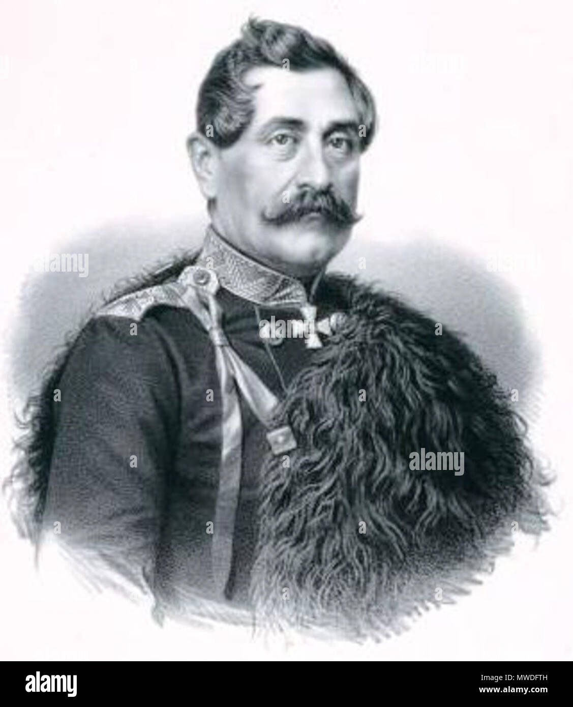 . Kniaz' Ivan Konstantinovich Bagration-Mukhranskii, General- Maior . pubblicato 1858-1861. Portrety lits, otlichivshikhsia zaslugami ho komandovavshikh dieistvuiushchimi chastiami v voinie 1853-1856 godov 301 Ivan Konstantinovich Bagration-Mukhranskii (A) Foto Stock