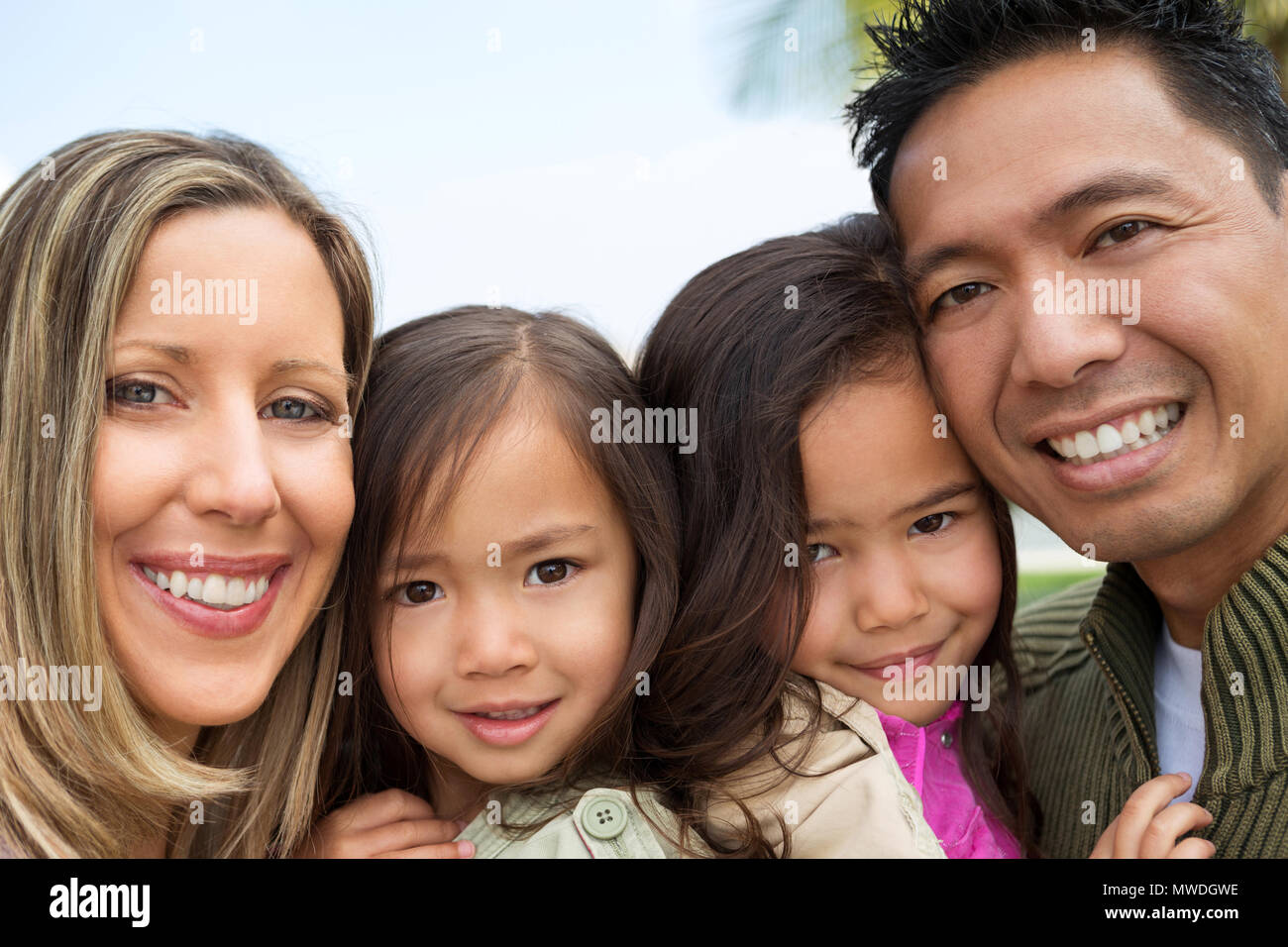 Razza mista famiglia. Foto Stock