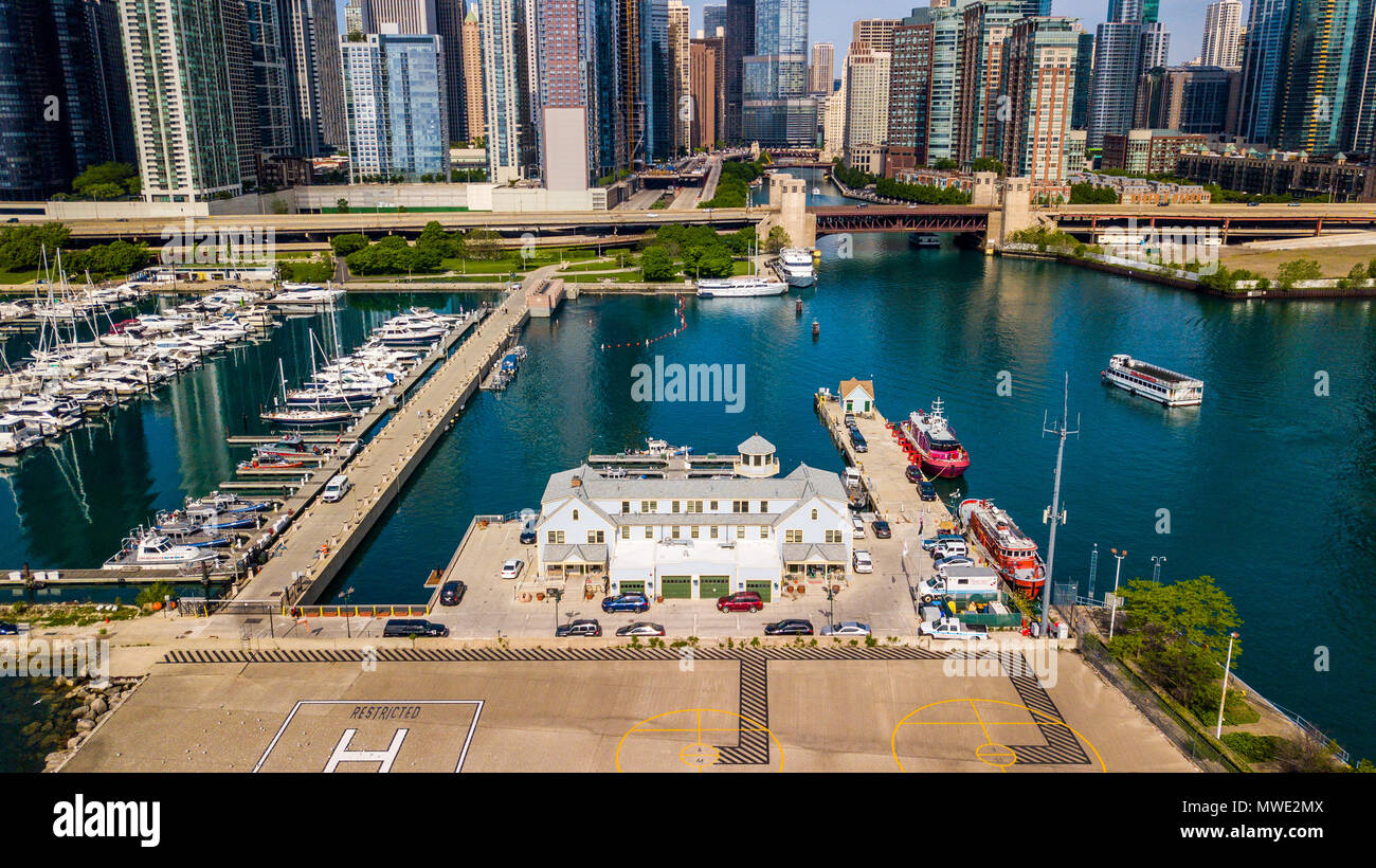 Chicago di sicurezza marina, stazione di polizia unità Marine, Chicago, IL, Stati Uniti d'America Foto Stock