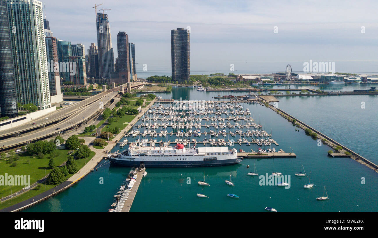 Columbia Yaht Club, DuSable Harbour, Chicago, IL, Stati Uniti d'America Foto Stock