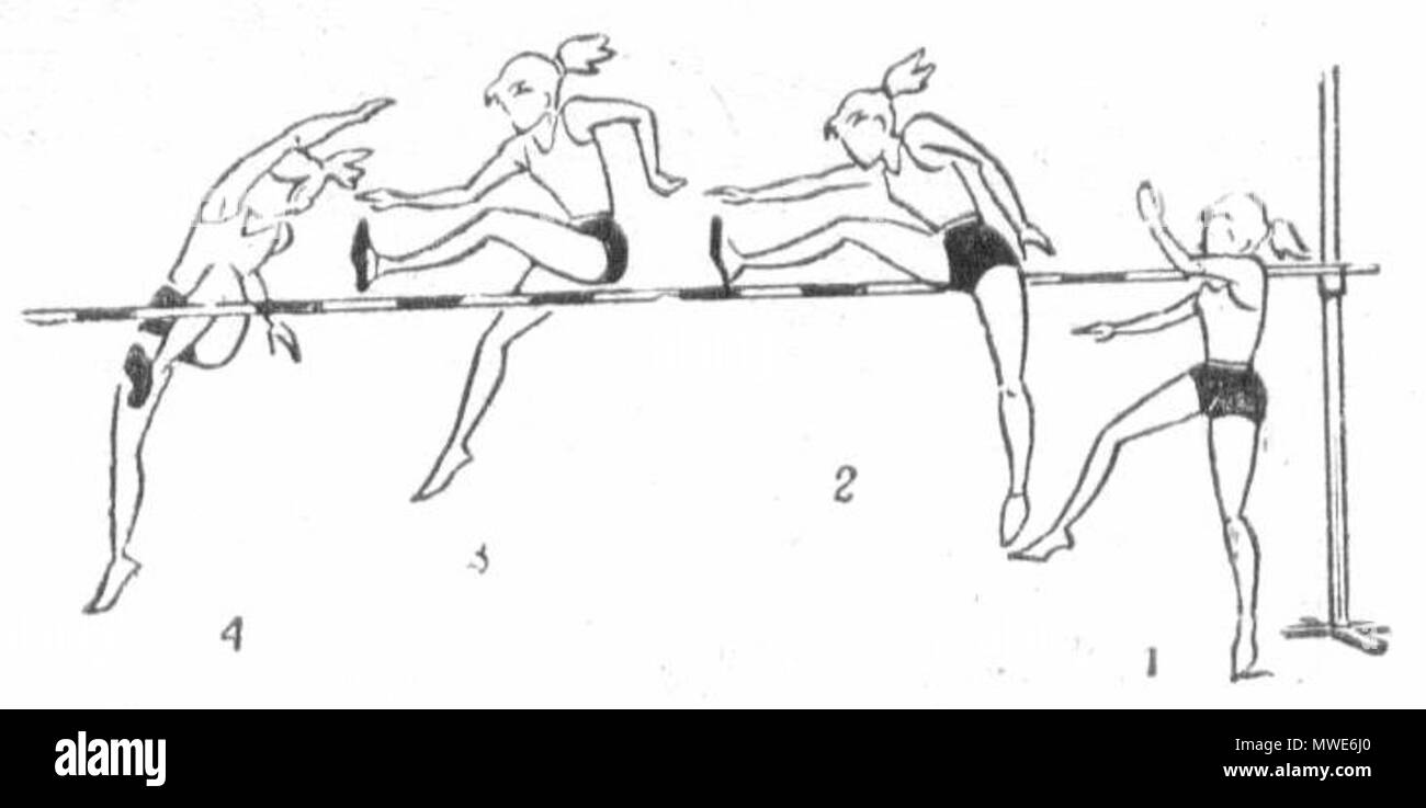 . Прыжок в высоту с разбега способом перешагивание . 1932. Художник В.А. Сержантов 278 salto in alto cissors Foto Stock