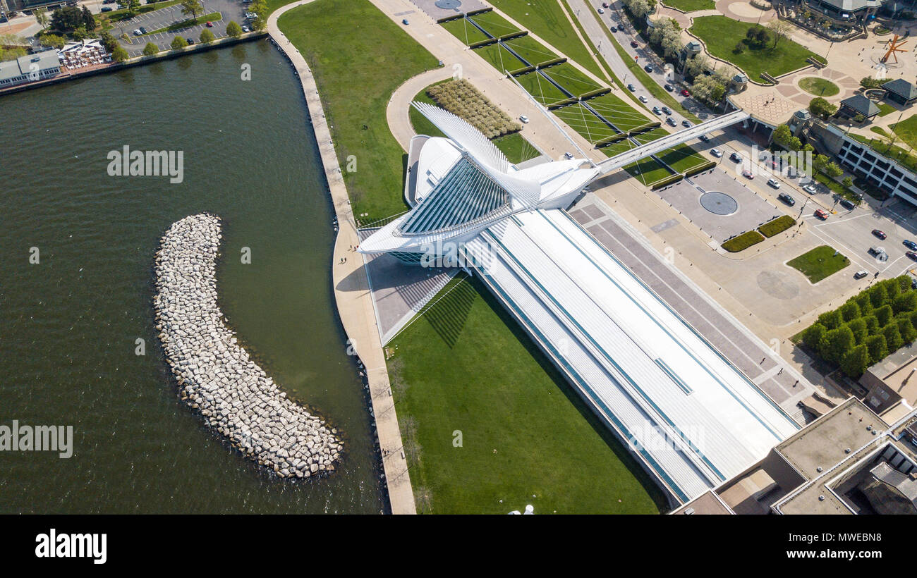 Il Quadracci Pavilion, Milwaukee Art Museum, Wisconsin, STATI UNITI D'AMERICA Foto Stock
