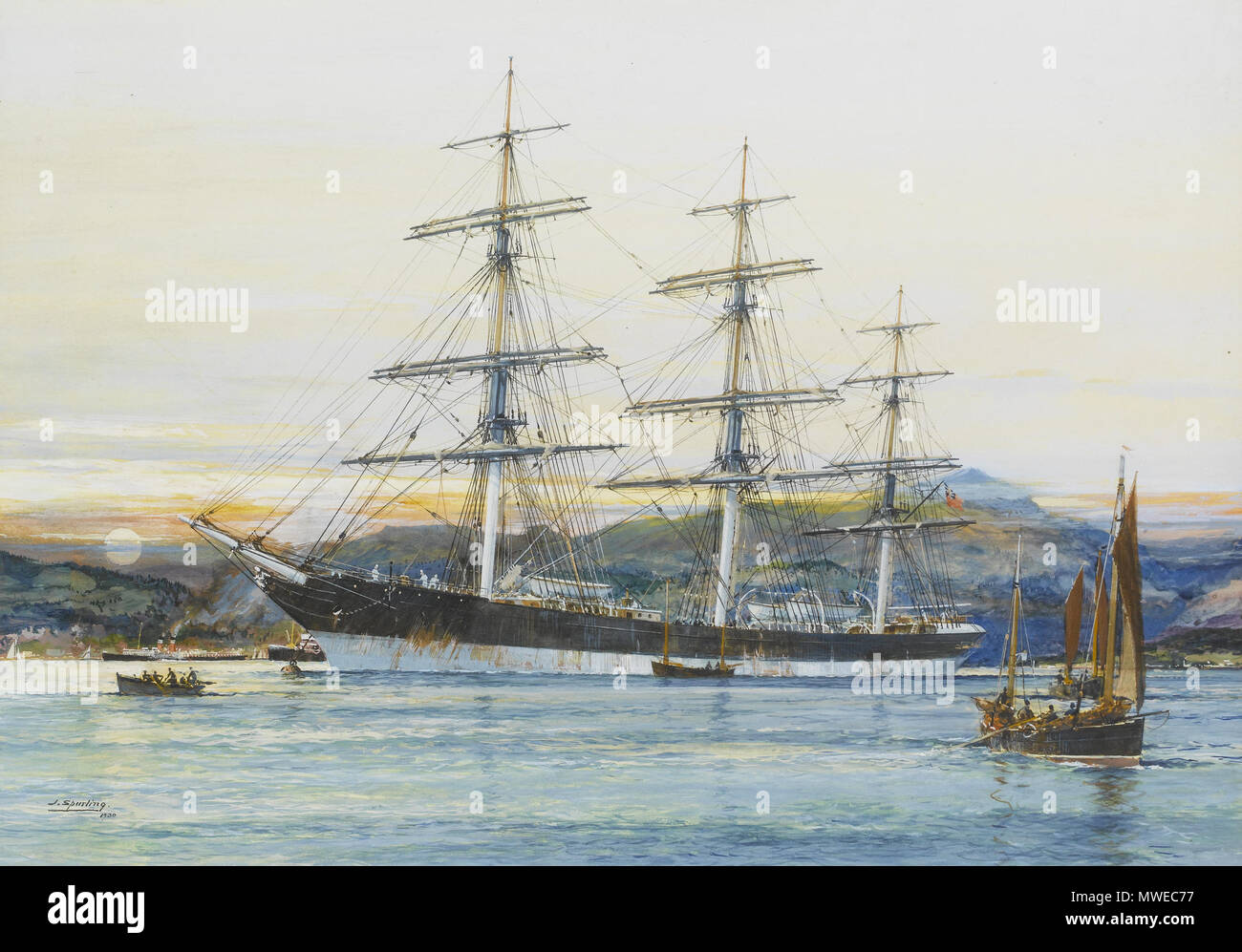 303 Jack Spurling - La piazza-truccate clipper australiano "Vecchio Kensington" giacente sul suo posto barca Foto Stock