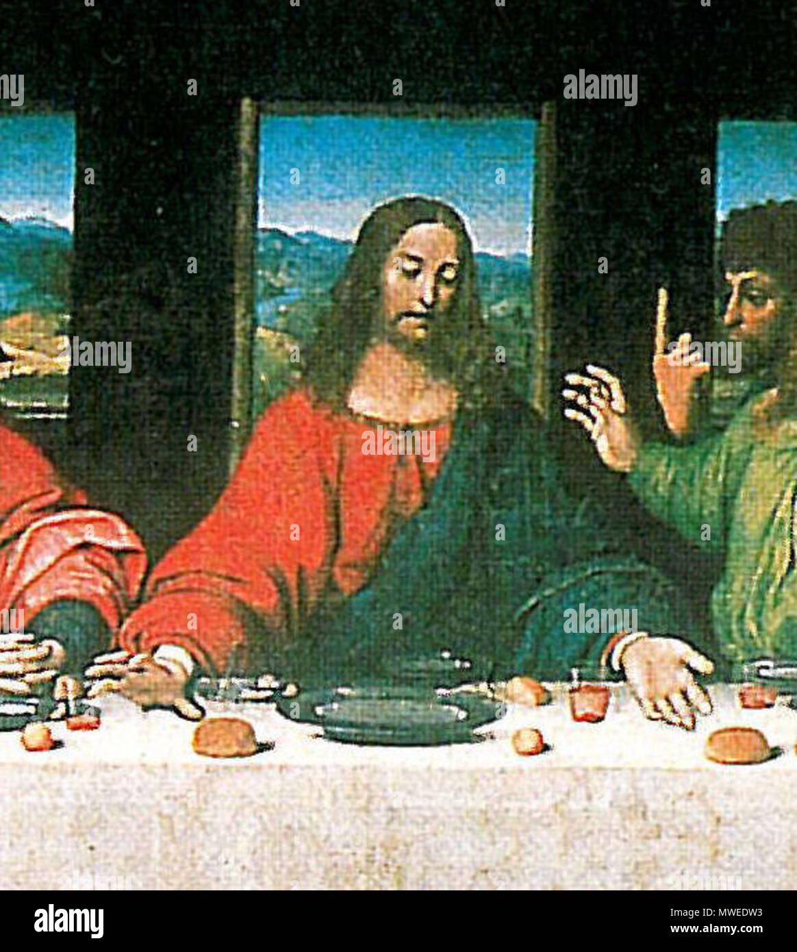 . Copia dell'Ultima Cena di Leonardo da Vinci da uno sconosciuto del XVI secolo artista . Settembre 2007. 314 anonimi Gesù Ultima cena copia Foto Stock