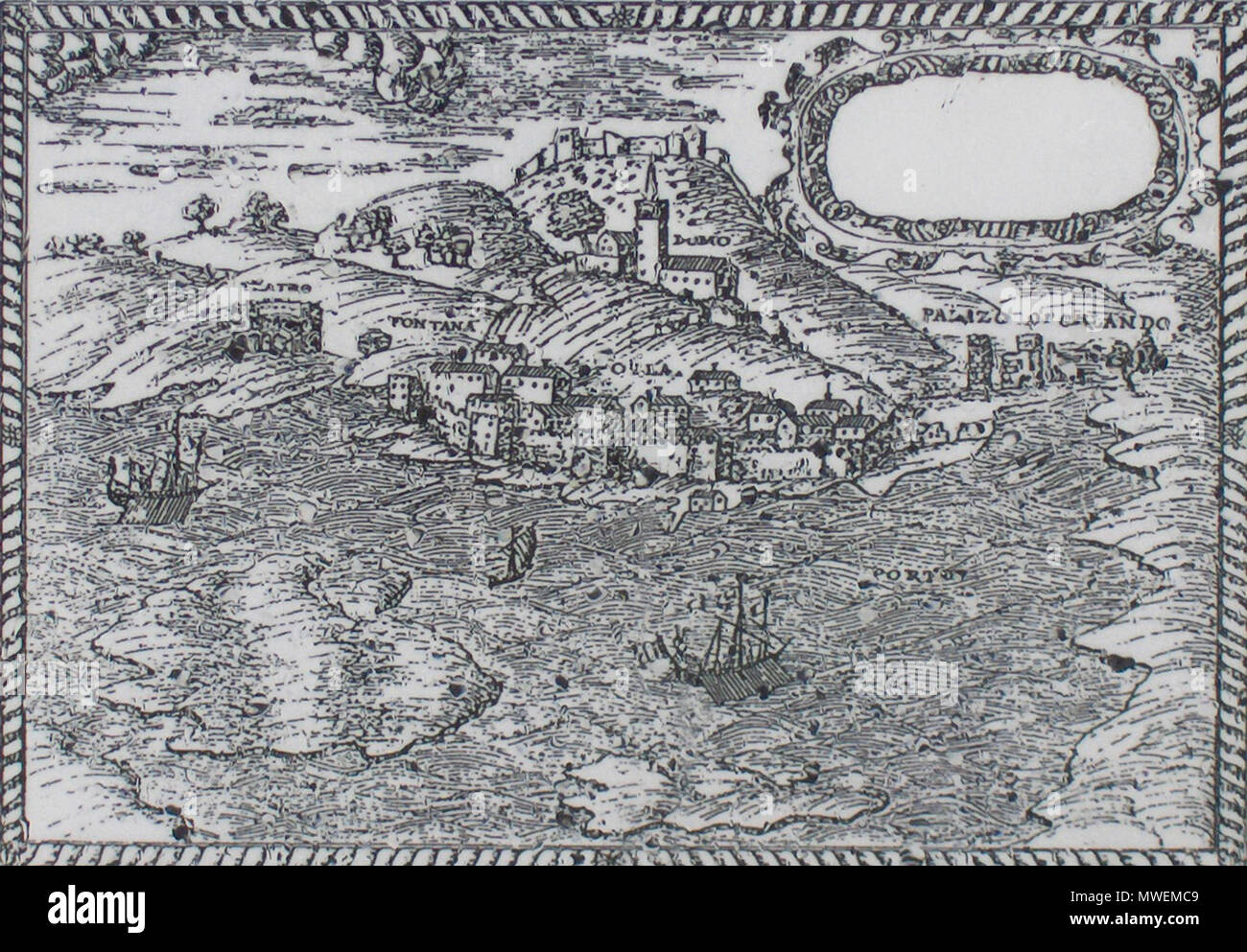 . Mappa storica: Pola, 1584, poi nella Repubblica di Venezia (oggi in Croazia). Il 30 ottobre 2007. Georges Jansoone (JoJan) 506 Pola034 Foto Stock