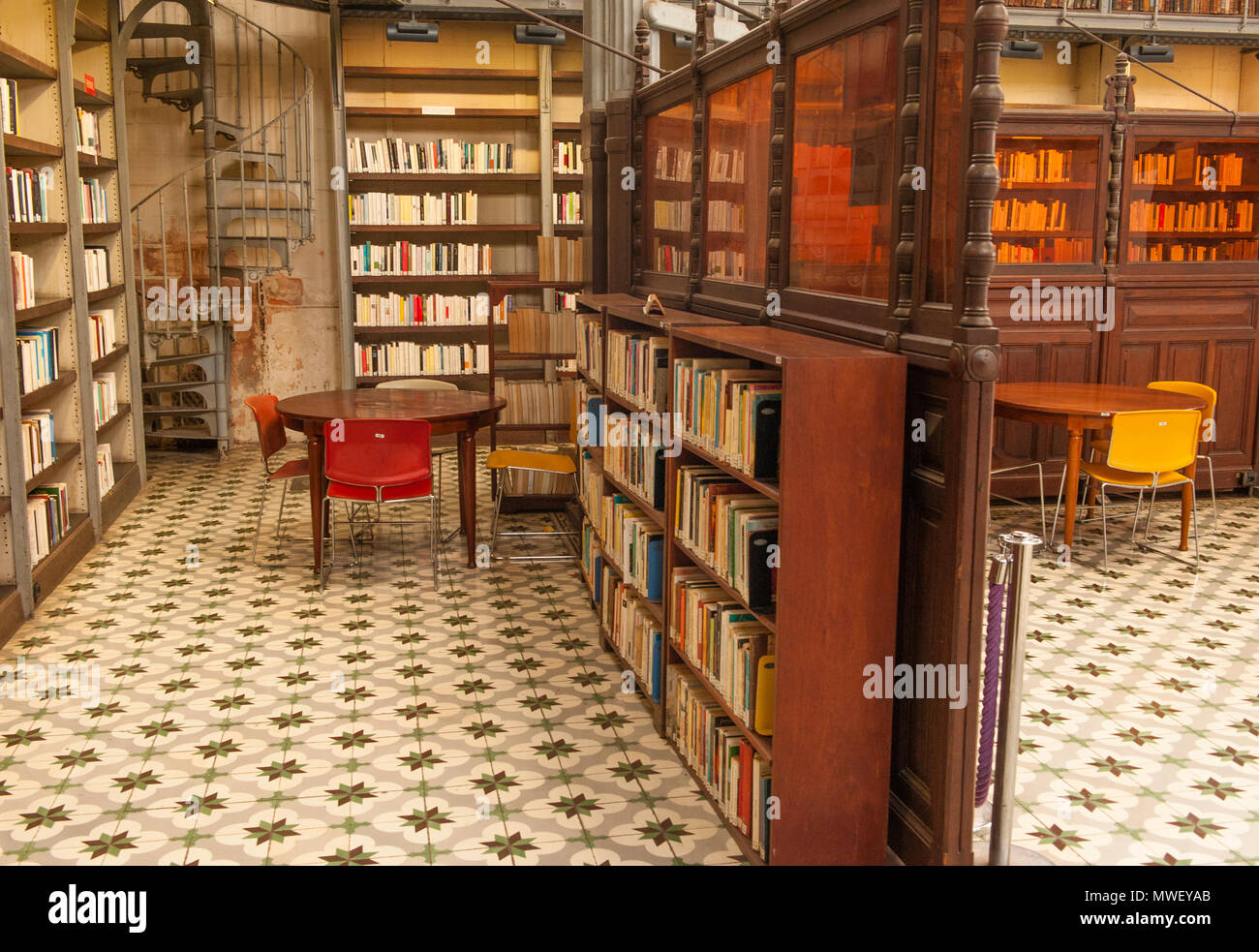 Sala di lettura della biblioteca Schoelcher a Fort-de-France, Martinica Foto Stock
