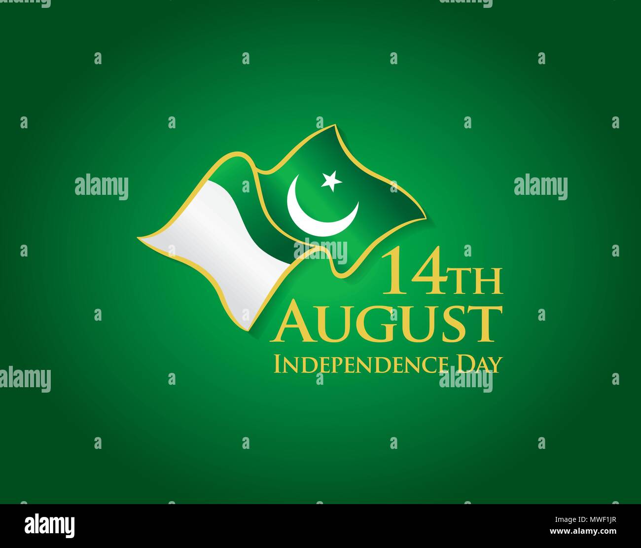 Il Pakistan il giorno di indipendenza, 14 agosto. Vettore emblemi tipografiche, logo o badge Illustrazione Vettoriale