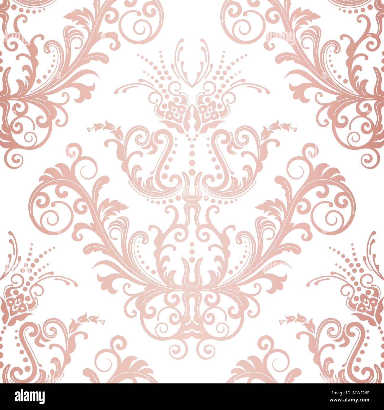 Seamless rose gold floral vintage modello di carta da parati. Questa immagine è una illustrazione vettoriale. Illustrazione Vettoriale