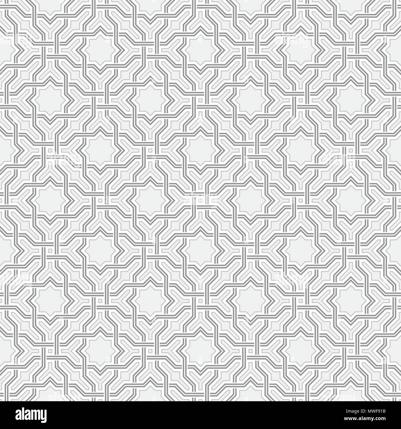 Arabesque pattern in stile arabo, vettore Seamless sfondo grigio e uno sfondo bianco. Illustrazione Vettoriale
