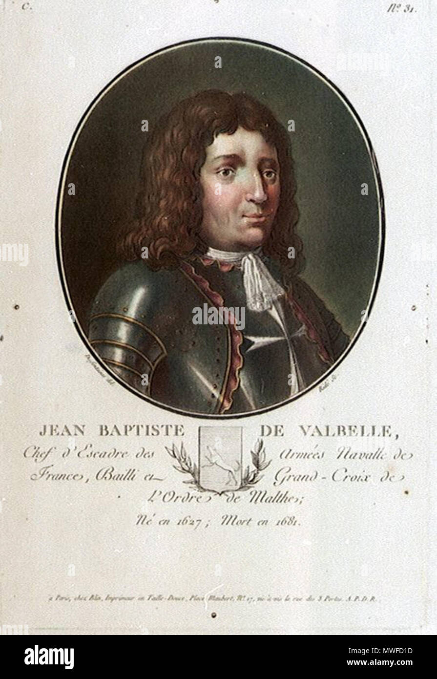 . Français : Portrait de Jean-Baptiste de Valbelle (1627-1681), chef d'escadre dans la Marine royale . Il 23 settembre 2011. Sconosciuto 312 Jean-Baptiste de Valbelle Foto Stock