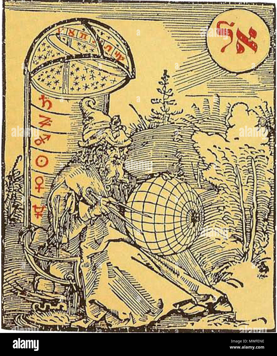 . Inglese: Dio creatore: In questa interpretazione cristiana della Cabala, Dio è rappresentato impostando le leggi che governano l'universo. La forma del creatore del trono di specchi che il macrocosmo: il trono coperchio è un modello del cielo, il retro di una rappresentazione delle sfere planetarie. O medievale early modern.. Sconosciuto 331 cabalistica creatore Foto Stock