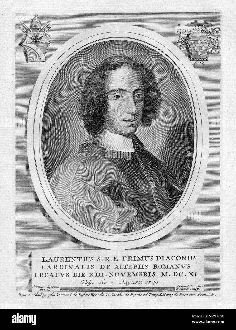 . Français : Portrait gravé . Data sconosciuta. Arnold van Westerhout d'après Antonio Lesma 376 Lorenzo Altieri Foto Stock