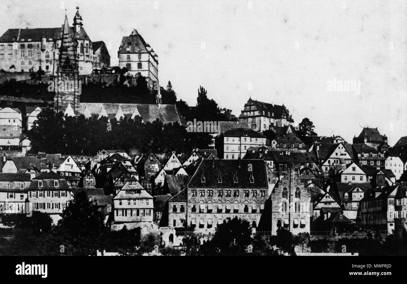 . Marburg, Germania sud vista di Oberstadt. Fotografo: Theodor Greifelds, 1870. Il 18 gennaio 2008. McLeod 395 Marburg Oberstadt sud 1870 Foto Stock