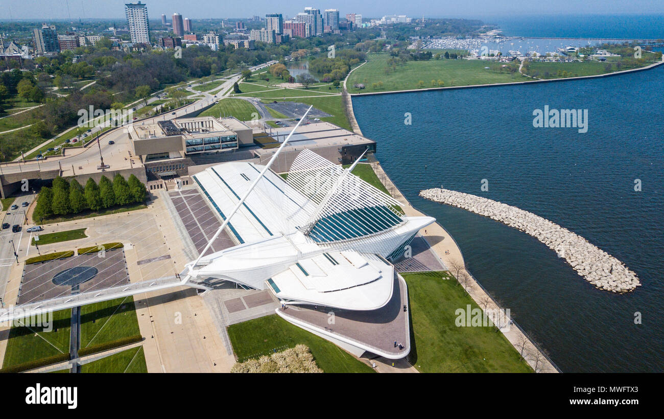 Il Quadracci Pavilion, Milwaukee Art Museum, Wisconsin, STATI UNITI D'AMERICA Foto Stock