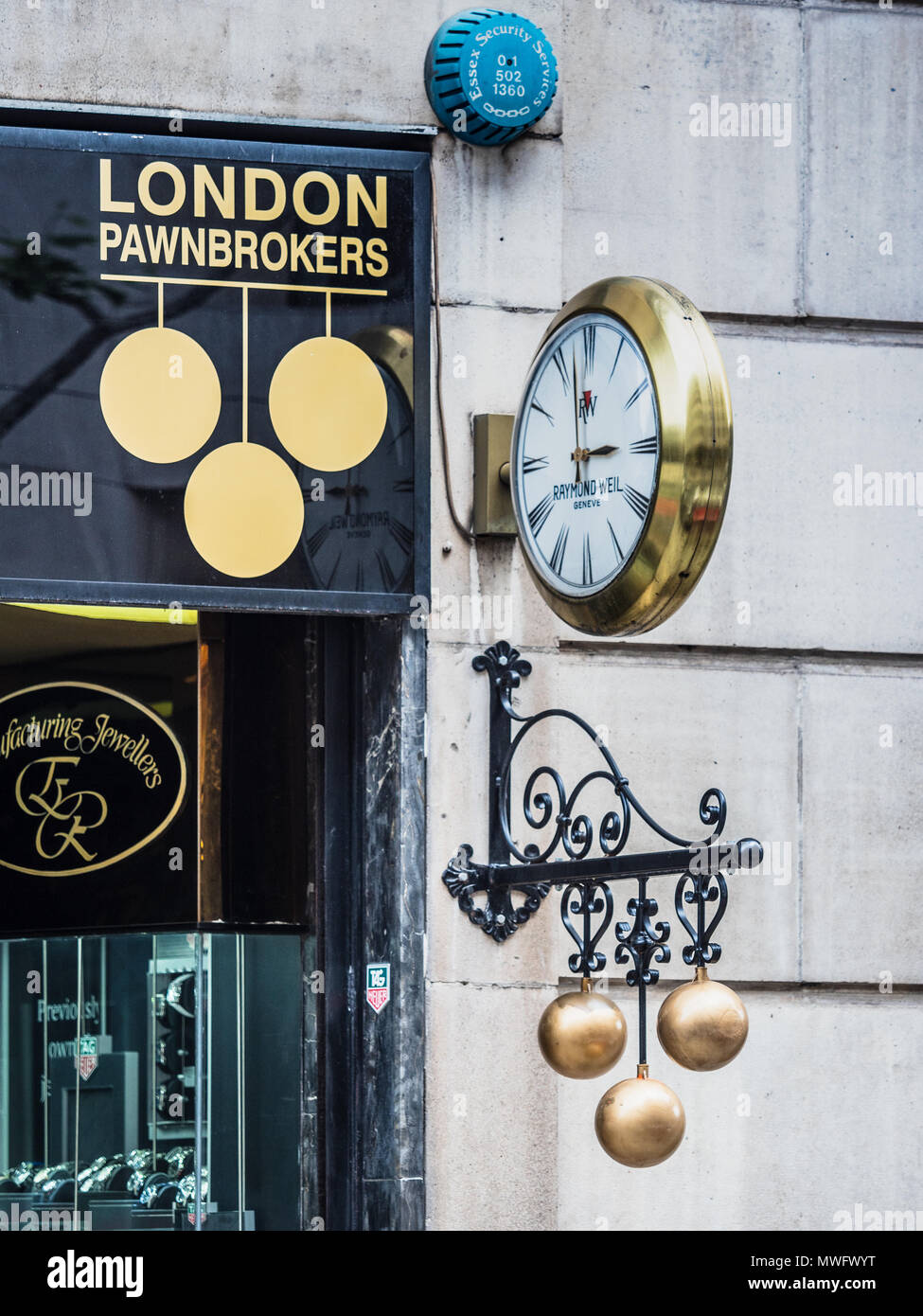 Pawnbrokers Londra - pedina negozio a Hatton Garden, Londra e gioielli Diamond District Foto Stock